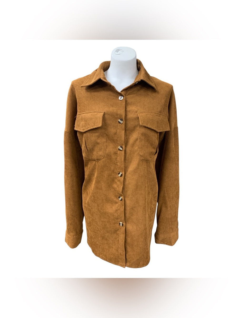 Tan Suede Button-Up Shirt Jacket Size XL